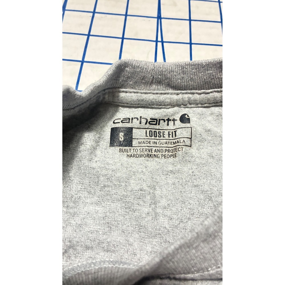 Carhartt Gray Logo Sleeve Spellout Long Sleeve Shirt Small - Picture 4 of 4